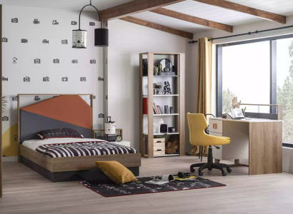 Children's furniture suite Children's bed Children's room bed wood gray set 4 pieces